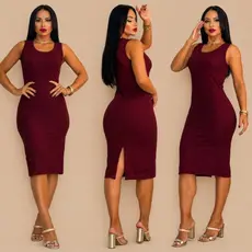 Vestido Canelado Regata Diva Feminino Casual Midi Tubinho Festa Noite Confortavel