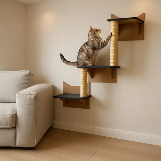 Prateleira Escada para Gatos com Arranhador Poleiro Diversão Gato Escalada Brinquedo e Descanso