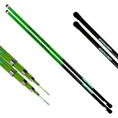 Kit 02 Vara Telescópica Gomo Longo JP Traira 4,00m Verde Jaú Pesca