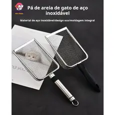 Pá de aço inoxidável para areia de gato, pá para fezes de gato, tamanho grande/pá de plástico para areia de gato