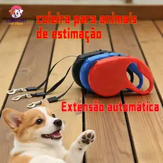 Coleira retrátil automática com trava para animais de estimação, coleira para cães, 3 m, 5 m