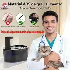 Fonte de água para gatos, fonte de água para animais de estimação com filtro, Sensoriamento inteligente 3.2l，Sem fi