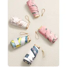 Mini Guarda-Chuva Portátil de Cápsula Pintura Óleo Digital Proteção UV Sol e Chuva Dupla Utilização