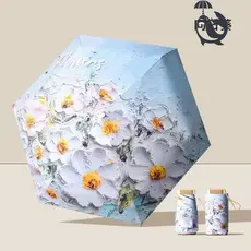 Mini guarda-chuva portátil de cápsula de pintura digital proteção UV sol e chuva de dupla utilização