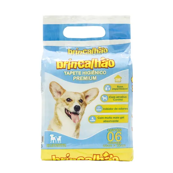 Tapete Higiênico Premium para Cães 06 unidades 60 x 55 Brincalhão