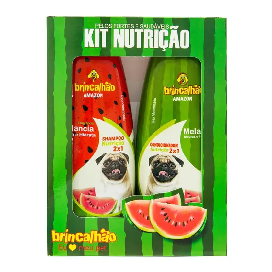 Kit Nutrição Shampoo e Condicionador Para Cães Brincalhão Melancia 500ml