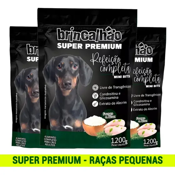 Kit 3 Pacotes de Ração para Cães de Raças Pequenas Premium Especial 3,6kg + Brinde