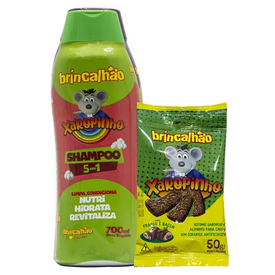 Shampoo Pet Cães Xaropinho 5 em 1 + Brinde Petisco Bifinho Brincalhão