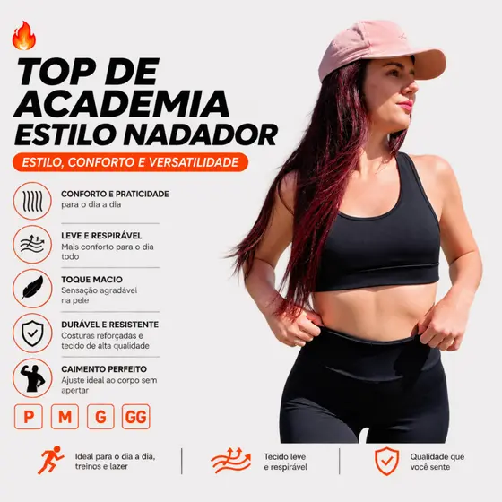 Top Academia Nadador Suplex Fitness Academia Sem bojo Feminino