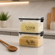 Potes Herméticos Geladeira | 450ml/950ml - Porta Mantimentos | Porta-Alho, Porta-Cebola