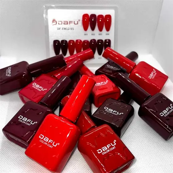 Kit 12 Esmaltes em Gel DAFU Tons Vermelho Cereja Tons Marrons 12 Cores -10 ml cada