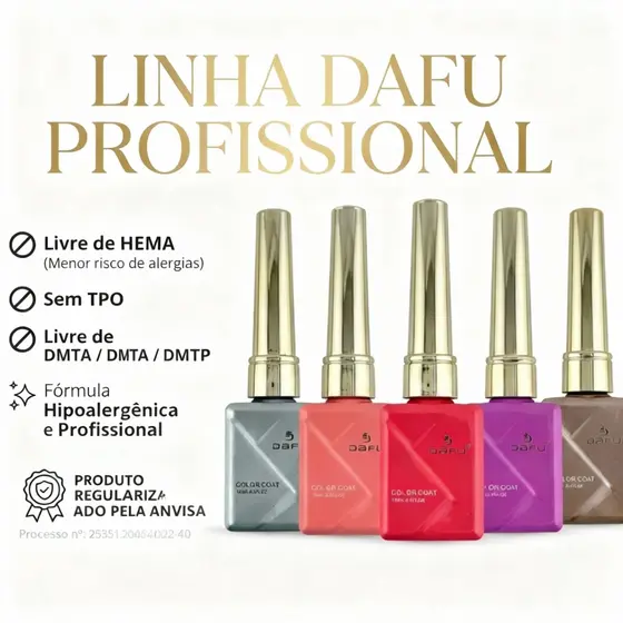 Esmalte em Gel Luxo Dafu 10 ml - ANVISA - Secagem UV - Perfeita Cobertura