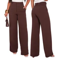 Calça Feminina Alfaiataria Pantalona Cintura Alta Confortável Premium Elegante Para Trabalho Social