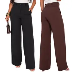 Kit 2 Calças Alfaiataria Feminina Pantalona Cintura Alta Elegante Oferta Imperdível Tendência Moda Alfaiataria Premium