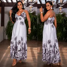 Vestido Longo Feminino Verão Estampa Floral Santorine Tendência M G Leve Solto Confortável