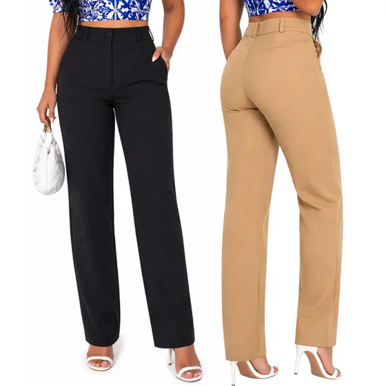 KIT 2 Calça Alfaiataria Feminina Tradicional Reta Social Elegante 36 42 Clássica Cintura Alta Trabalho Premium Tendencia