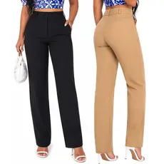 KIT 2 Calça Alfaiataria Feminina Tradicional Reta Social Elegante 36 42 Clássica Cintura Alta Trabalho Premium Tendencia