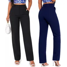 KIT 2 Calça Social Feminina Trabalho Alfaiataria Tradicional Social Clássica Confortável Dia a Dia Elegante Tendência
