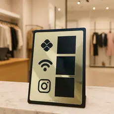 Placa Pix Display de Mesa, Balcão - PIX, WI-FI e Instagram