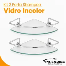 Kit 2 Porta Shampoo Suporte Prateleira Canto Vidro Incolor