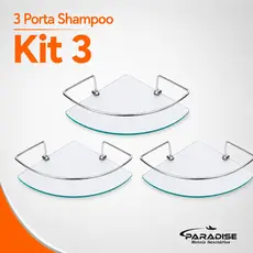 Kit 3 Porta Shampoo Suporte Prateleira Canto Vidro Incolor