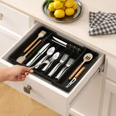 Organizador de Gaveta Porta Talheres Extensível Separador Gaveteiro Ajustável Para Cozinha Com Extensor