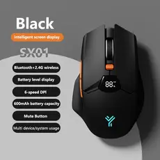 Mouse Gamer Sem Fio SX01 Preto com Tela Digital, Recarregável, Silencioso e Design Ergonômico