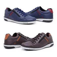 Kit 2 Pares Sapatênis Masculino Fechamento Elastico e Ziper