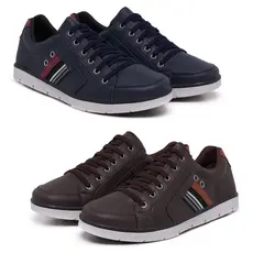 Kit 2 Pares Sapatenis Masculino Casual com Cadarço Calce Facil