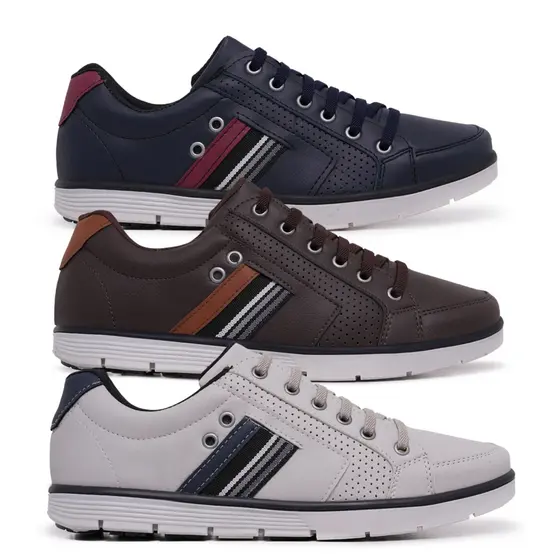 3 Pares Tenis Masculino Estilo Sapatenis Cadarço Calce Facil Casual
