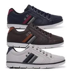 3 Pares Tenis Masculino Estilo Sapatenis Cadarço Calce Facil Casual