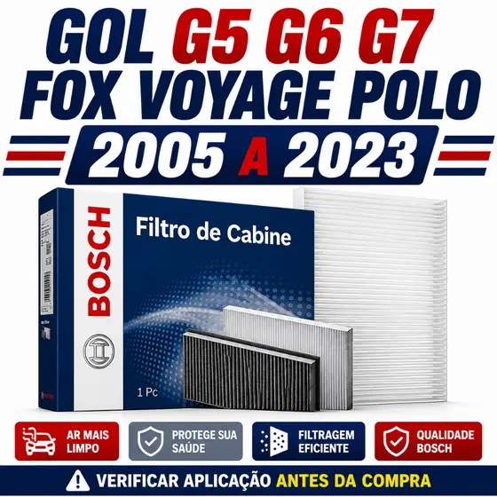Filtro de Ar Condicionado Cabine Gol G5 G6 G7 Fox Voyage Polo 2005 a 2023 original Bosch