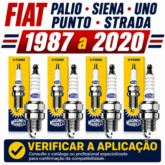 Jogo de Velas Ignição Fiat Palio Siena Uno Punto Strada 1987 a 2020