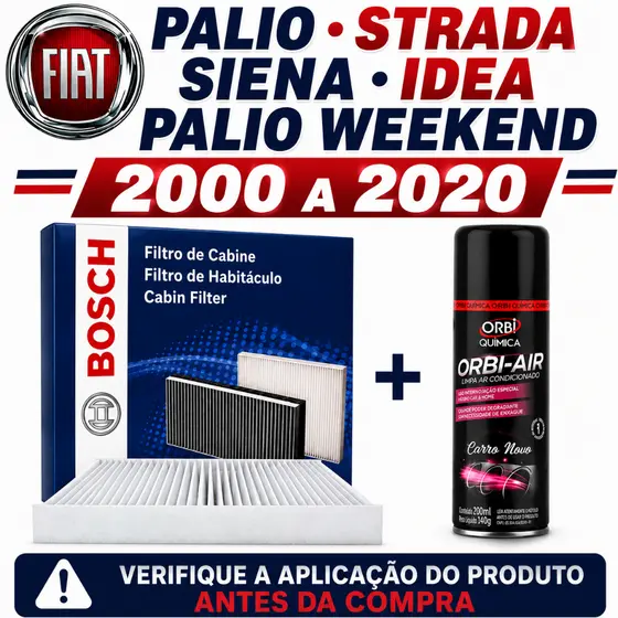 Filtro Ar Condicionado +  Higienizador Palio Strada Siena Idea Palio Wekeend Fiat