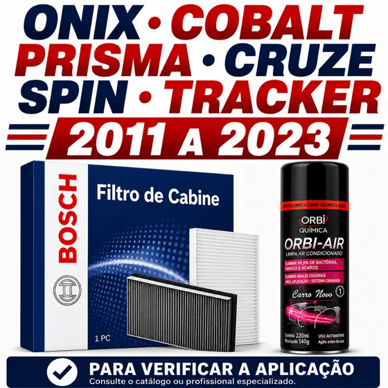 Filtro Ar Condicionado + Higienizador Onix Cobalt Prisma Cruze Spin Tracker