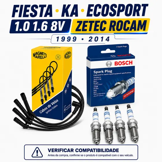 Cabo + Vela Ignição Fiesta Ka Ecosport 1.0 1.6 8v Zetec Rocam