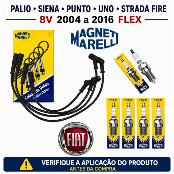 Cabos+Velas Palio Siena Punto Uno Strada Fire 8v 2004 a 2016