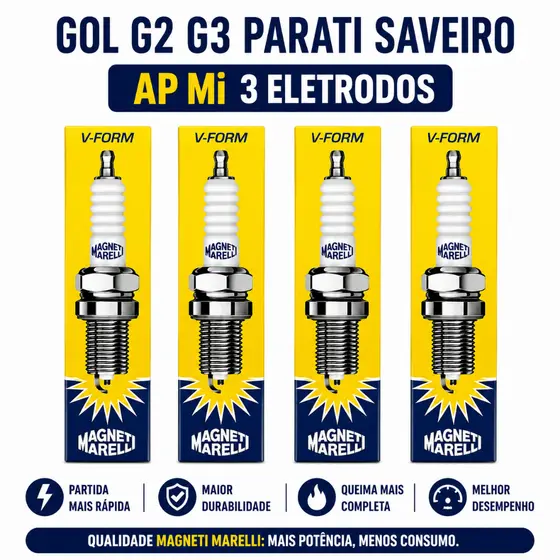 Jogo Velas Ignição Gol G2 G3 Parati Saveiro AP Mi  3 Eletrodos