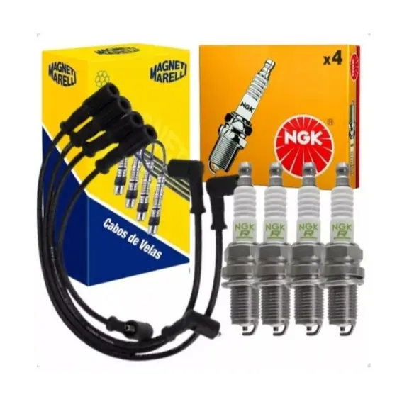 Cabos+Velas Palio Siena Punto Uno Strada Fire 8v 2004 a 2016 NGK