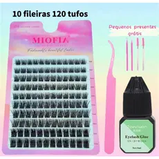 10 linhas de 120 tufos 3D cílios postiços, DIY natural cílios conjuntos, cílios postiços reutilizáveis
