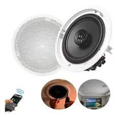 Arandela de Som Kit Caixas De Embutir Sistema Som Ambiente Bluetooth Arandela Redonda Branca Ativa + Passiva Le Son