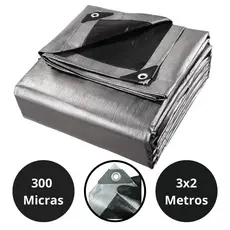 Lona 3x2 Blackout Cinza Preta Impermeável 300 Micras Grossa 190g/m2 TNT
