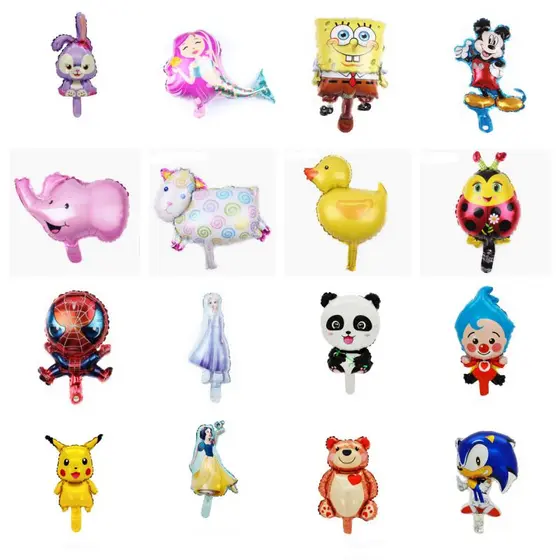 48 mini desenhos animados em forma de balões de folha de alumínio/decorações de festa de aniversário das crianças