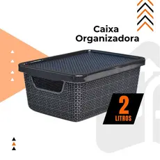 Caixa Organizadora Jutta Preto 2 Litros  Cesto Organizador Gavetas Guarda-Roupas Armario Brinquedos
