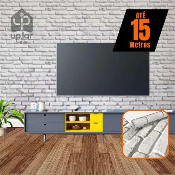 Papel de Parede Autoadesivo Decorativo 5m Premium Tijolinho Branco 3D Sala/Quarto