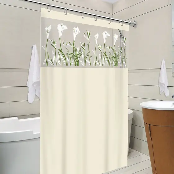 Cortina Box em PVC Estampada Para Banheiro Anti Mofo Com Ganchos cortina de banho