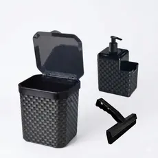 Kit Lixeira Pia 5 Litros + Porta Detergente Sabão + Rodinho de Pia Kit Cozinha 2/3 Peças arq