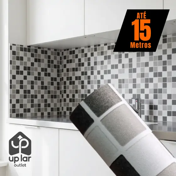 Papel de Parede 3D 5 Metros x 45cm Adesivo Autocolante Pastilha Mosaico Sala, Banheiro, Cozinha