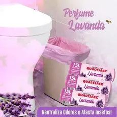 Saco de Lixo 15l Perfumado Lavanda 30un Banheiro Cozinha Banheiro Anti Odores e Insetos 1 rolo