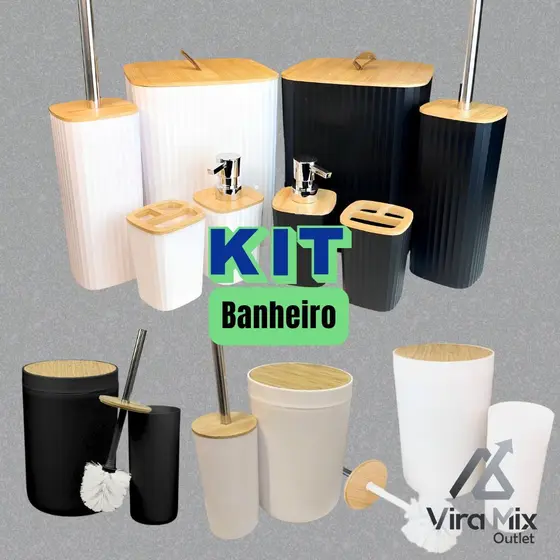 Kit Banheiro Decorada Bambu Moderno Conjunto Casa Lavabo Multiuso